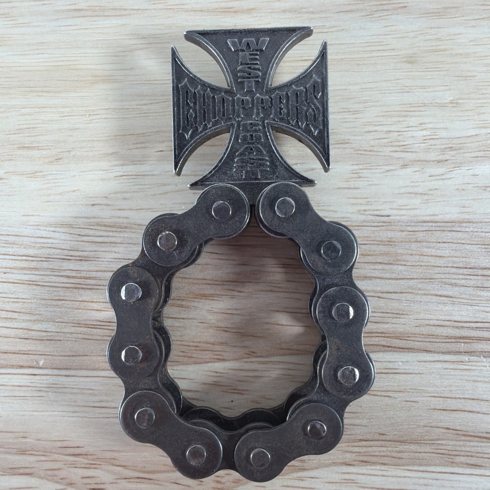 WEST COAST CHOPPERS Iron Cross Logo Motorcycle Chain Beer Bottle Opener